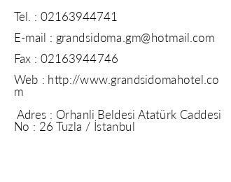Grand Sidoma Hotel iletiim bilgileri